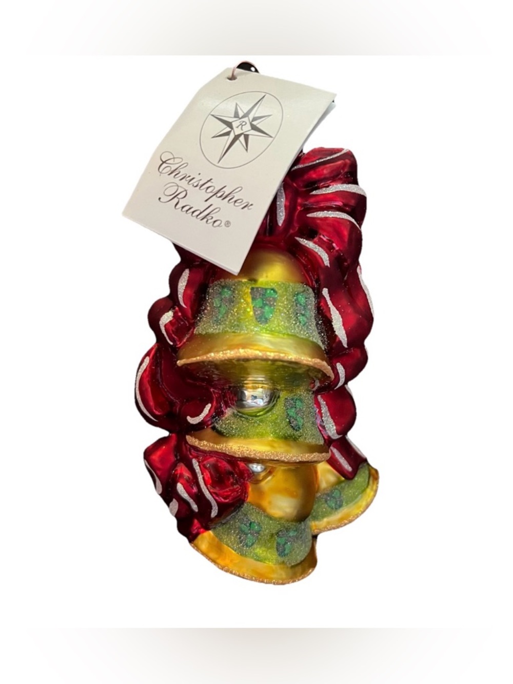 VINTAGE 1999 CHRISTOPHER RADKO 6” Jingle Bells Christmas Ornament